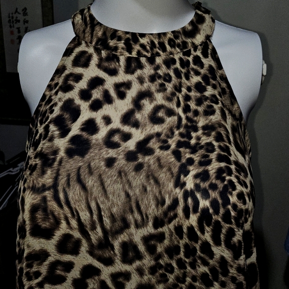 ASTR THE LABLE Leopard Print Sheer Sleeveless T-Back Gold Hardware Extra Small - Picture 4 of 6